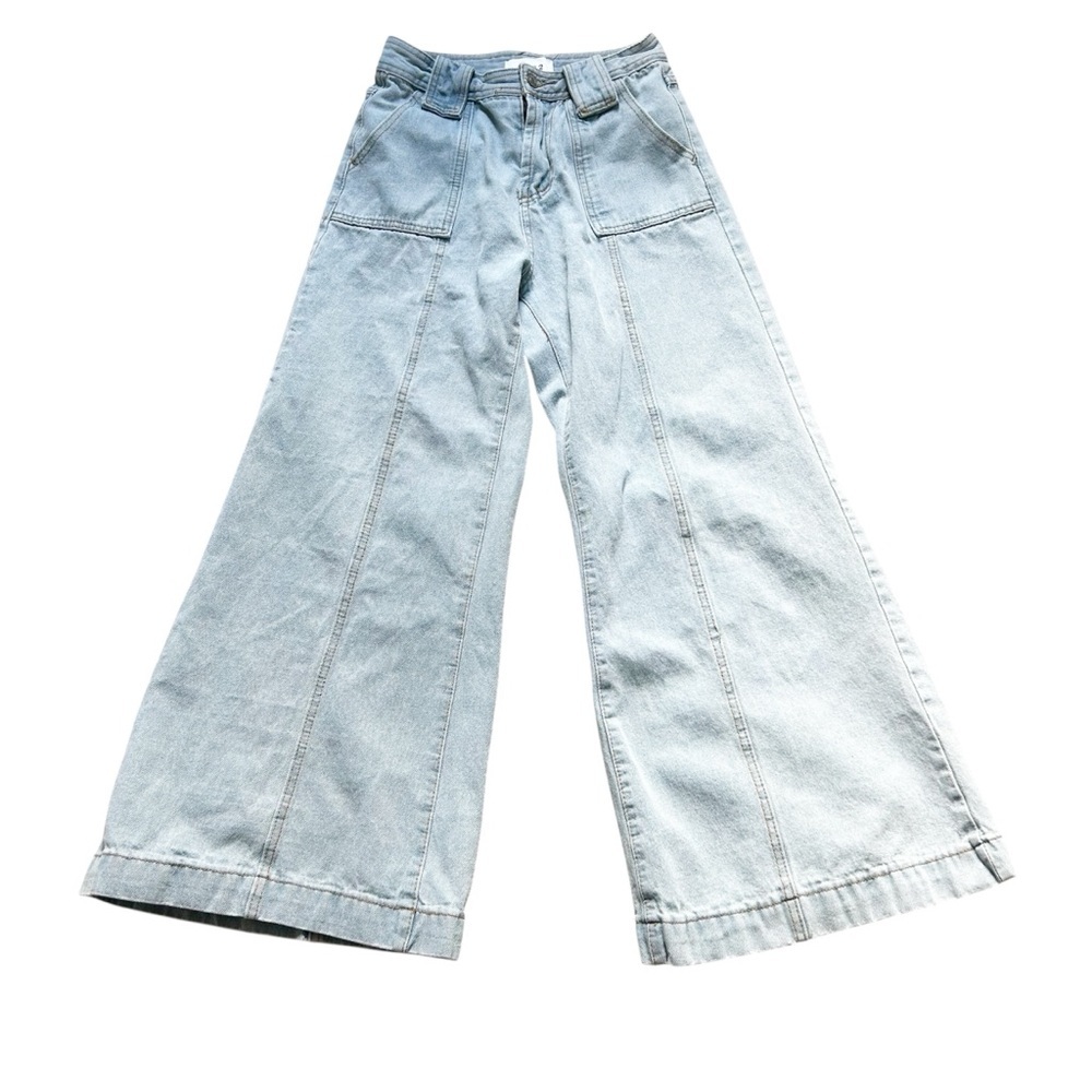 Extra Wide Leg Light Blue Jeans Casual Bohemian Denim Pants Fall/Winter